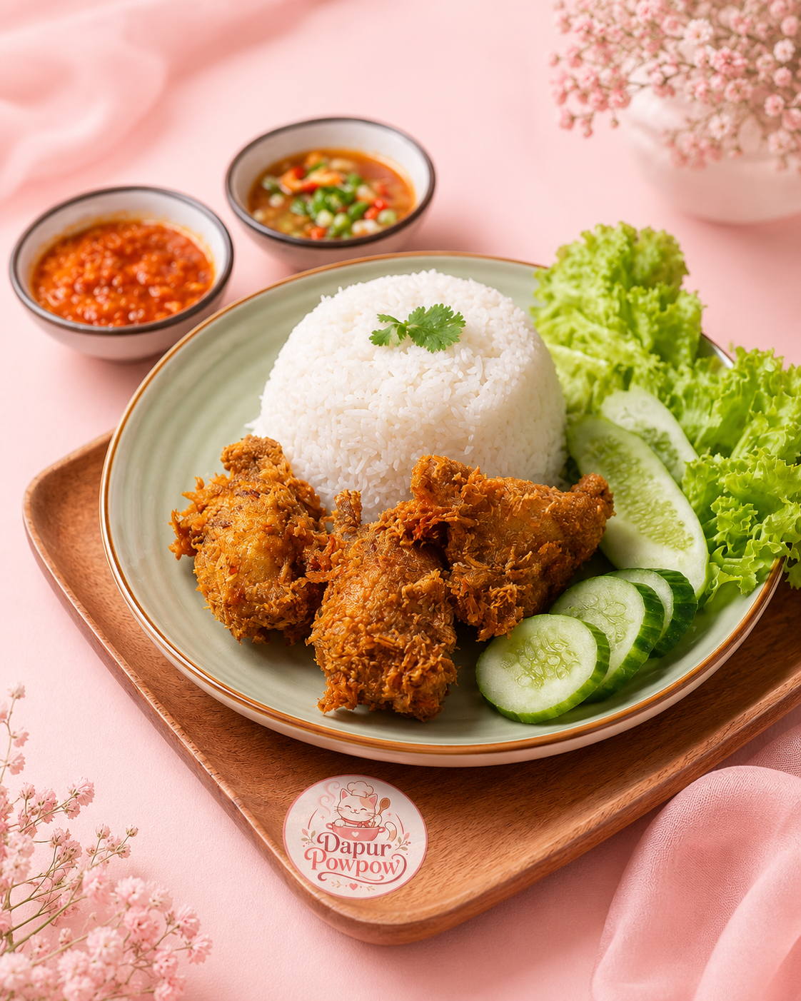 Golden Serundeng Chicken Rice